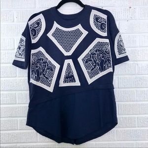 Prada Embroidered Knit Top Woven Pleat Bottom Sz 4